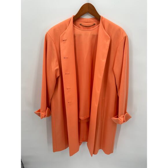 LOUIS FERAUD Vintage Orange Cashmere Wool Button Long Jacket & Blouse Set  // 8 - Picture 6 of 11